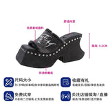 Slippers Women Wear 2024 Summer New Butterfly Thick-Bottomed Slippers Millennium Hot Girls Sexy Toe High-Heeled Sandals High Quality Shoes