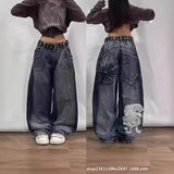 New Y2k High Street Gradient Loose Straight Jeans Men And Women's Same Trendy Jeans DJPT
