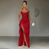 Autumn 2025 New Famous Style Temperament Sexy Body-Shrinking Fork And Fork Of The Dress DJPT