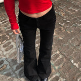 Black Zipper Low-Rise Self-Repair Micro-Tipped Jeans Women's Basic Hottie Casual Trousers DJPT