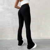 Women's Clothing 2025 Autumn New High-Rise Repair Micro-Horn Leisure Trousers DJPT