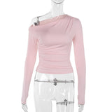 Autumn 2025 New Women's Clothing Fashion Style Casual Shoulder-Slender Long-Sleeved Top Lady DJPT