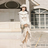 White Moonlight New Chinese Style Daily New Top Dress Autumn And Winter Set X166
