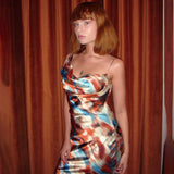 Women's Sling Color Printed Iron Buckle Detonation Folding Skirt DJPT