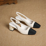 Korean Version Of The Small Side Of The Square Head Coarse Heel Women's Shoes After The Stumbling Sandals Back Empty Single Shoes Women High Quality Shoes