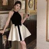 Niche Hepburn Style Temperament Sexy Sleeveless Shoulder Hanging Neck Dress Female Summer High-Sensing Dress Small Black Dress