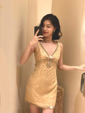 Linaza With The Heavy Industry Ordered Diamond Sling Dress 2024 Summer Delicate Famous Vest Dress
