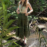 And Summer New Fashion Women's Silk Silk Print Skirt Dress Large Hundred Fold Skirt DJPT