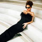 Tset Skirt Women's New Summer 2025 V-Neck Fur Fishtail Skirt DJPT