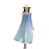 Seaside Resort Wind Gradient Sling Dress Women's New Sleeveless Beach Dress Folds