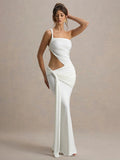 Women's Solid Color Irregular Side Ribbon Wears A Long Skirt DJPT