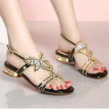Fashion Wearing Water Drill Sandals Women's Summer Crystal Leather Comfortable And Slippery With Flat Cool Slippers High Quality Shoes
