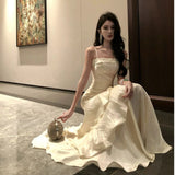 Women's Dress Summer 2025 New Heavy Industry Repair Thin Lotus Leaf Side Dress Dress Dress HZ0628