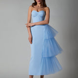 Summer Women's Dinner Dress Dress High Bullµ¯ Pressed Net Yarn