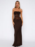 Women's Sleeveless Back-To-Back Repair Fishtail Lace Splicing Bra Dress DJPT