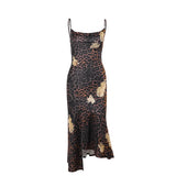 Sexy Leopard Print Sling Dress Woman 2025 Summer New Bag Hip Dress DJPT
