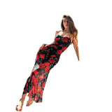 Summer New Fashion Women's Clothing Pastoral Fresh Temperament Body Print Sling Dress Dress DJPT