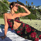 Fashion Mesh Printing Bra Skirt Suit For Women In 2025 Summer New Bodywear DJPT