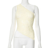 Women's Clothing 2024 New Solid Color Lud Asymmetric Collar Top DJPT