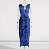 High-Sensing Dress Woman 2025 New Deep V-Neck Hollow Open Fork Dress Dress Dress