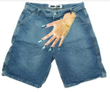 Hip-Hop Trend Pattern Print Denim Shorts Men's High Street Trendy Couple Casual Five-Point Pants DJPT
