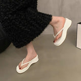 Base Simple Foot Flip-Flop Women 2025 Summer New Fluorescent Green Sandals Wearing Stylish Beach Slippers DJPT