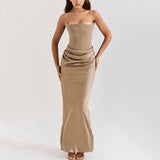 Temperament Thoracic Folding Dress Summer 2025 New Sexy Ass Skirt DJPT