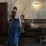 Desire To Show The Back V Tie Sling Dress Women Summer High-End French A-Shaped Dress Folded Waist Dress Long Dress