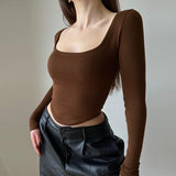 Knitted With A Short Long-Sleeved Top 2025 Summer New Women's Casual Bottoming Shirt DJPT