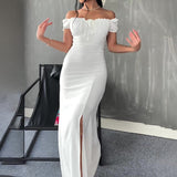 Women's Summer Braided Dress Soaked Sleeve Open Bag Hip Dress Woman