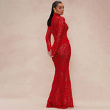 Women's Lace Splicing Semi-High Collar Body-Dight Sexy Dress DJPT