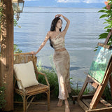 Windy Sexy Slanted Shoulder Dress Senior Sense Of The New Summer Slimming Thin Waist Design Long Skirt