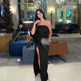 Autumn 2025 New Fashion Open Fork Dress Famous Style Sexy Temperament Big Flower Bra Dress DJPT