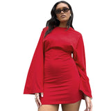 Women's Summer New Solid Color Repair Sexy Long Sleeve Packed Husca Dress Woman DJPT