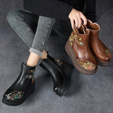 Layer Of Cow Skin National Style Characteristics Of Leisure Thick Background Ms. Comfortable Cotton Autumn And Winter Color Leather Ms. Martin Boots High Quality Shoes