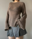 New Women's Temperamental Horny Knitted Top With Sexy Bare Back Sweater DJPT