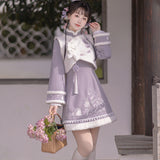 Design New Purple Cloud Rabbit Han Dress Women's Clothing Mane Dress Suit Autumn And Winter 8567