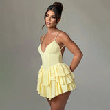 Summer 2025 New Sexy Temperament Babes Double Cake With Sling Skirt DJPT