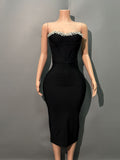 2025 Sexy Diamond-Studded Temperament Banquet Dress Open-To-Shoulder Fork With Bandits