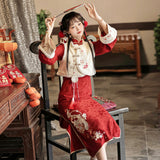Xiang Snake Presents Rui Hanfu Women's Chinese Style Improve Han Element Mague Cheongsam Set X161
