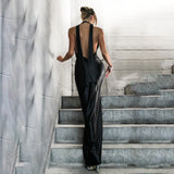 Autumn 2025 New Fashion Style Sexy Deep V Collar Hanging Back With A Ribbon Dress DJPT