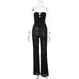Metal Hollow Velvet Strap New Lace-Bossed Trousers DJPT