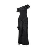 Shoulder Mesh Ribbon Dress Dress In New Temperament Black Dress Woman DJPT