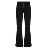 Black Zipper Low-Rise Self-Repair Micro-Tipped Jeans Women's Basic Hottie Casual Trousers DJPT