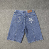 Alcatraz Jeans New Star Embroidered High Street Retro Old Casual Five-Point Pants DJPT
