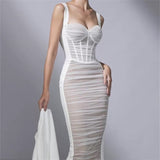 New Thai Trendy Sexy Tulle Design Sling Wrapped Thoracic Fish Bone To Close Thin Bag Of Hip Dress Dress Dress