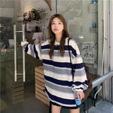 Net Red T-Shirt Women In Rainbow Striped Long-Sleeved Top 2025 Autumn Dress Korean Version Loose Bottoming Shirt DJPT