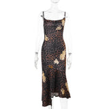Sexy Leopard Print Sling Dress Woman 2025 Summer New Bag Hip Dress DJPT