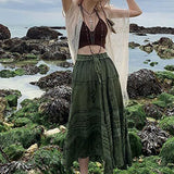 And Summer New Fashion Women's Silk Silk Print Skirt Dress Large Hundred Fold Skirt DJPT