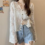 Women's 2024 New Summer Thin Loose Mesh Yarn Empty Hooded Lace Shawl Shawl Coat